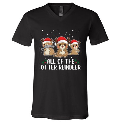 All Of The Otter Reindeer Christmas V-Neck T-Shirt