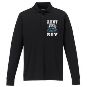 Aunt of the Birthday Matching Video Gamer Birthday Party Performance Long Sleeve Polo