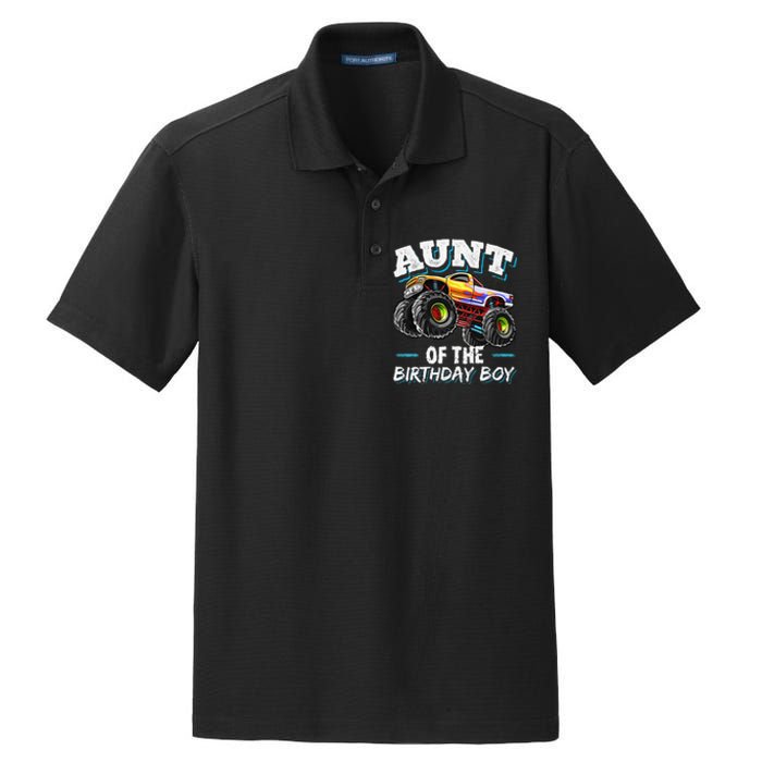 Aunt of the Birthday Monster Truck Birthday Party Dry Zone Grid Polo