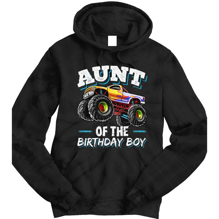 Aunt of the Birthday Monster Truck Birthday Party Tie Dye Hoodie