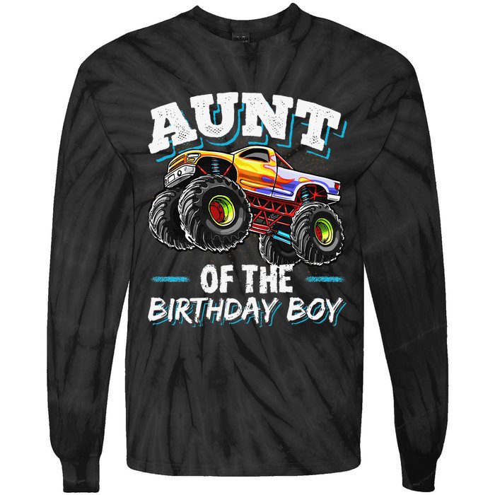 Aunt of the Birthday Monster Truck Birthday Party Tie-Dye Long Sleeve Shirt