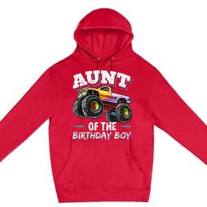 Aunt of the Birthday Monster Truck Birthday Party Premium Pullover Hoodie