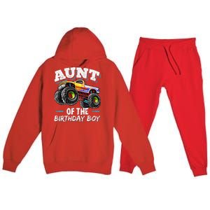 Aunt of the Birthday Monster Truck Birthday Party Premium Hooded Sweatsuit Set