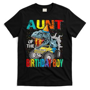 Aunt Of The Birthday Monster Truck Dinosaur T-Shirt