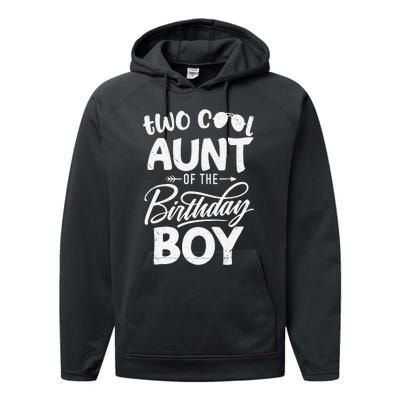 Aunt of the Birthday Two Cool 2nd Bday Mother Mama Mommy Performance Fleece Hoodie