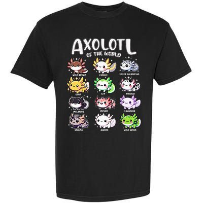 Axolotls Of The World Kawaii Types Of Axolotl Fish Amphibian Garment-Dyed Heavyweight T-Shirt