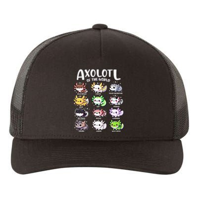 Axolotls Of The World Kawaii Types Of Axolotl Fish Amphibian Yupoong Adult 5-Panel Trucker Hat