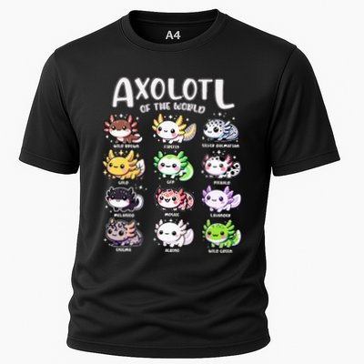 Axolotls Of The World Kawaii Types Of Axolotl Fish Amphibian Performance Shirt