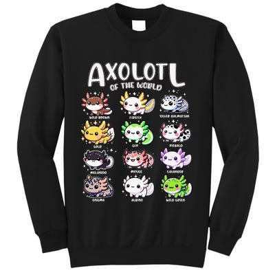 Axolotls Of The World Kawaii Types Of Axolotl Fish Amphibian Sweatshirt
