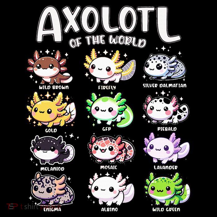Axolotls Of The World Kawaii Types Of Axolotl Fish Amphibian Sweatshirt