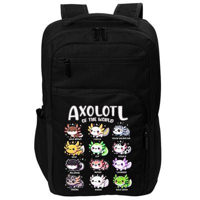 Axolotls Of The World Kawaii Types Of Axolotl Fish Amphibian Impact Tech Backpack