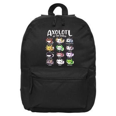 Axolotls Of The World Kawaii Types Of Axolotl Fish Amphibian 16 in Basic Backpack