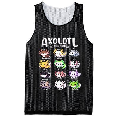 Axolotls Of The World Kawaii Types Of Axolotl Fish Amphibian Mesh Reversible Basketball Jersey Tank