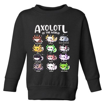 Axolotls Of The World Kawaii Types Of Axolotl Fish Amphibian Toddler Sweatshirt