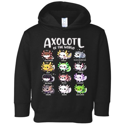 Axolotls Of The World Kawaii Types Of Axolotl Fish Amphibian Toddler Hoodie