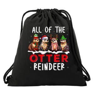 All Of The Otter Reindeer Santa Christmas Xmas Otter Lover Drawstring Bag