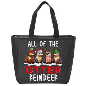 All Of The Otter Reindeer Santa Christmas Xmas Otter Lover Zip Tote Bag