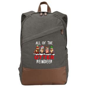 All Of The Otter Reindeer Santa Christmas Xmas Otter Lover Cotton Canvas Backpack