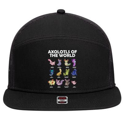Axolotls Of The World 7 Panel Mesh Trucker Snapback Hat