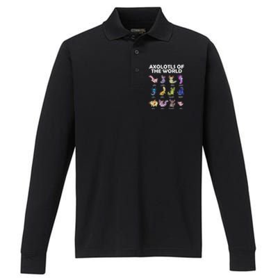 Axolotls Of The World Performance Long Sleeve Polo