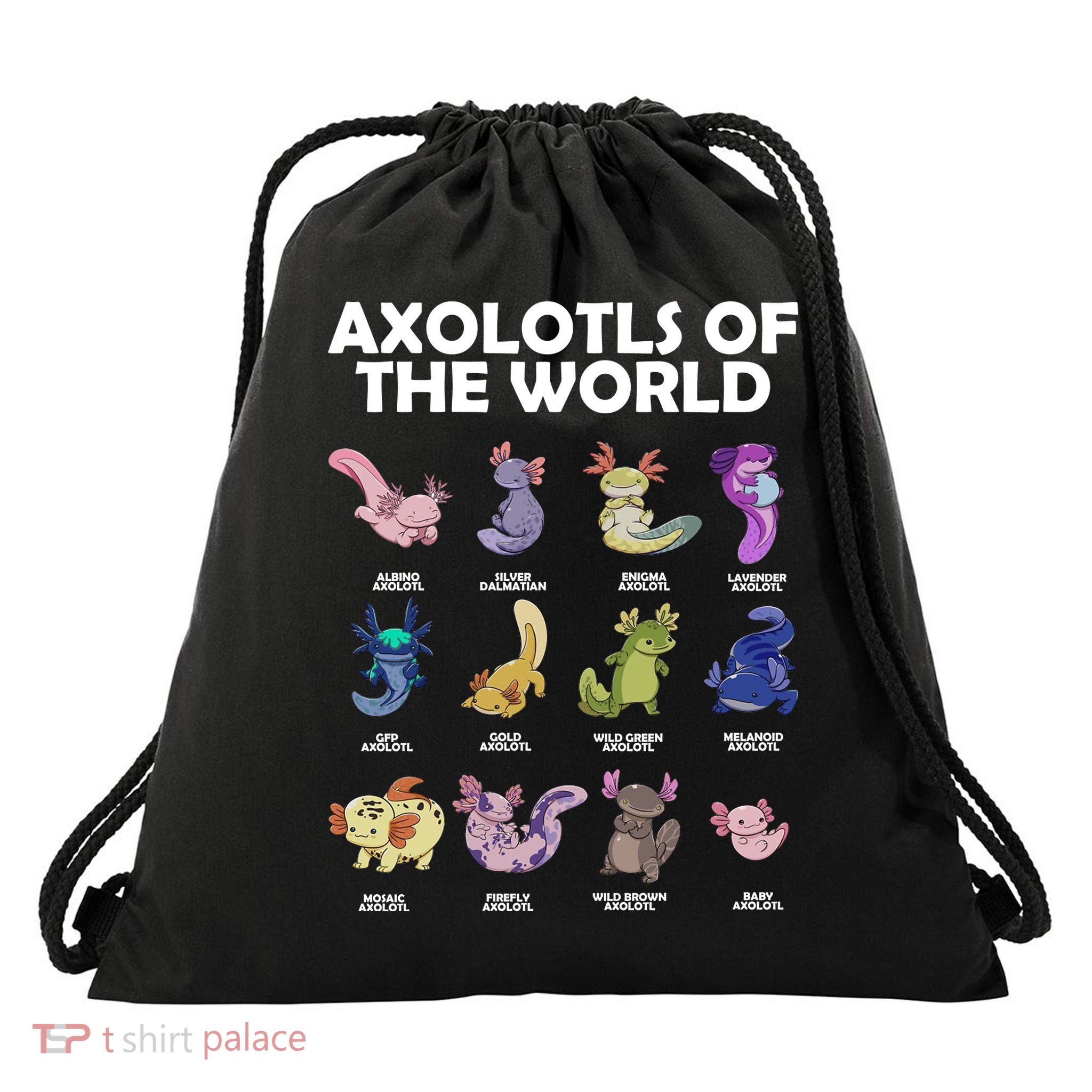 Axolotls Of The World Drawstring Bag