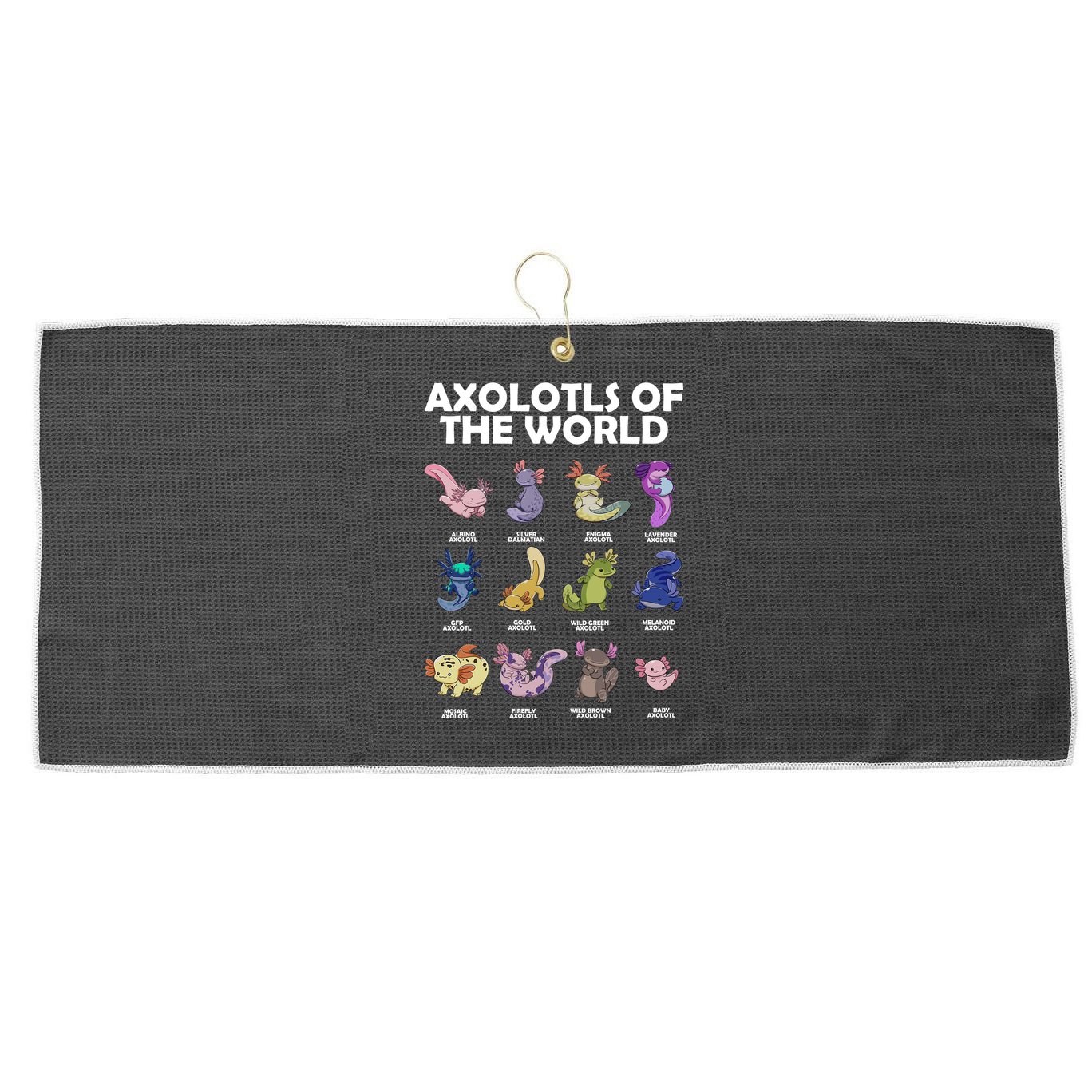Axolotls Of The World Large Microfiber Waffle Golf Towel