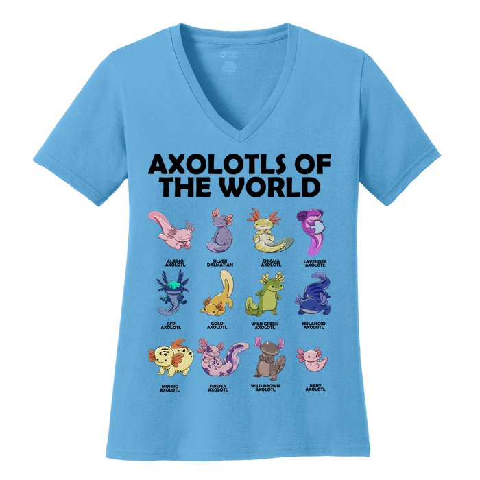 Axolotls Of The World Women's V-Neck T-Shirt