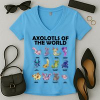 Axolotls Of The World Women's V-Neck T-Shirt