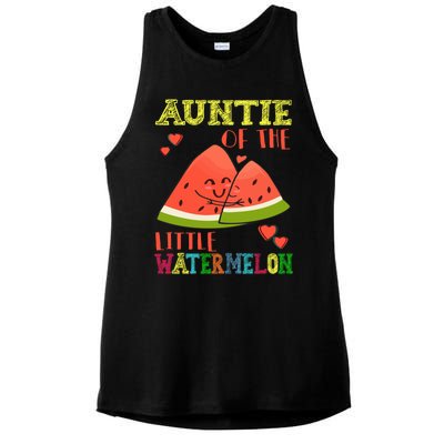 Auntie Of The Little Watermelon Cute Melon Family Matching Gift Ladies PosiCharge Tri-Blend Wicking Tank