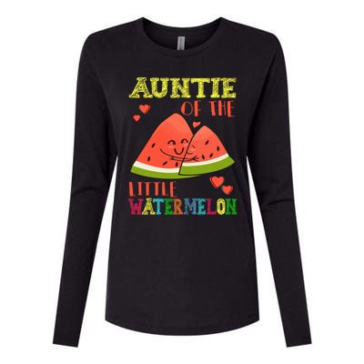 Auntie Of The Little Watermelon Cute Melon Family Matching Gift Womens Cotton Relaxed Long Sleeve T-Shirt