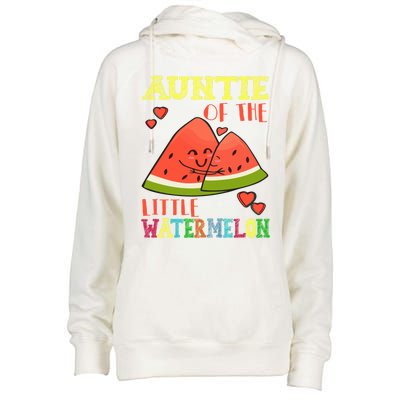 Auntie Of The Little Watermelon Cute Melon Family Matching Gift Womens Funnel Neck Pullover Hood