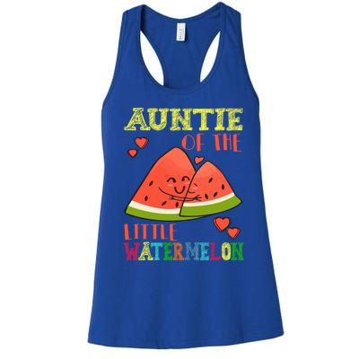 Auntie Of The Little Watermelon Cute Melon Family Matching Gift Women's Racerback Tank