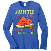 Auntie Of The Little Watermelon Cute Melon Family Matching Gift Ladies Long Sleeve Shirt