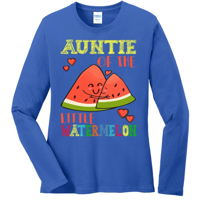 Auntie Of The Little Watermelon Cute Melon Family Matching Gift Ladies Long Sleeve Shirt