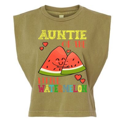 Auntie Of The Little Watermelon Cute Melon Family Matching Gift Garment-Dyed Women's Muscle Tee