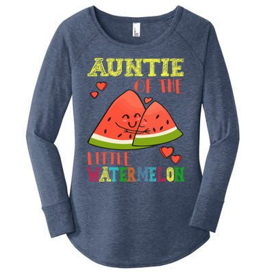 Auntie Of The Little Watermelon Cute Melon Family Matching Gift Women's Perfect Tri Tunic Long Sleeve Shirt