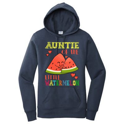 Auntie Of The Little Watermelon Cute Melon Family Matching Gift Women's Pullover Hoodie