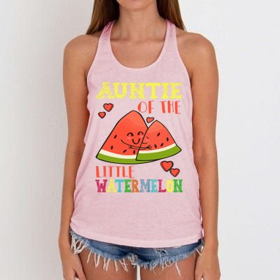 Auntie Of The Little Watermelon Cute Melon Family Matching Gift Women's Knotted Racerback Tank