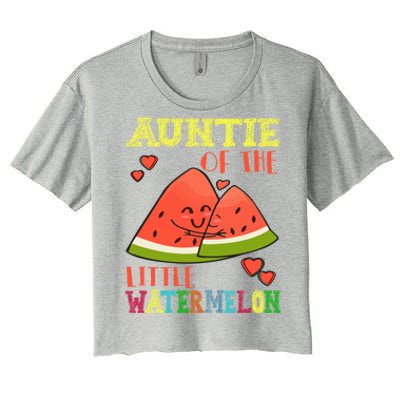 Auntie Of The Little Watermelon Cute Melon Family Matching Gift Women's Crop Top Tee