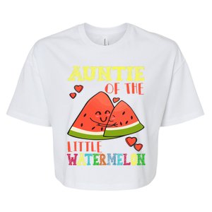 Auntie Of The Little Watermelon Cute Melon Family Matching Gift Bella+Canvas Jersey Crop Tee