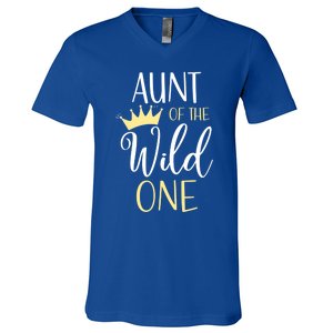 Aunt Of The Wild One First Birthday Matching Family Gift V-Neck T-Shirt