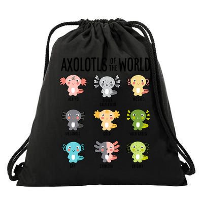 Axolotls Of The World Axolotl Amphibian Animal Lovers Kawaii Drawstring Bag