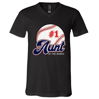 Aunt of the Rookie Rookie of the Year Baseball Aunties V-Neck T-Shirt