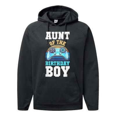 Aunt Of The Birthday Boy Matching Video Gamer Birthday Party Performance Fleece Hoodie