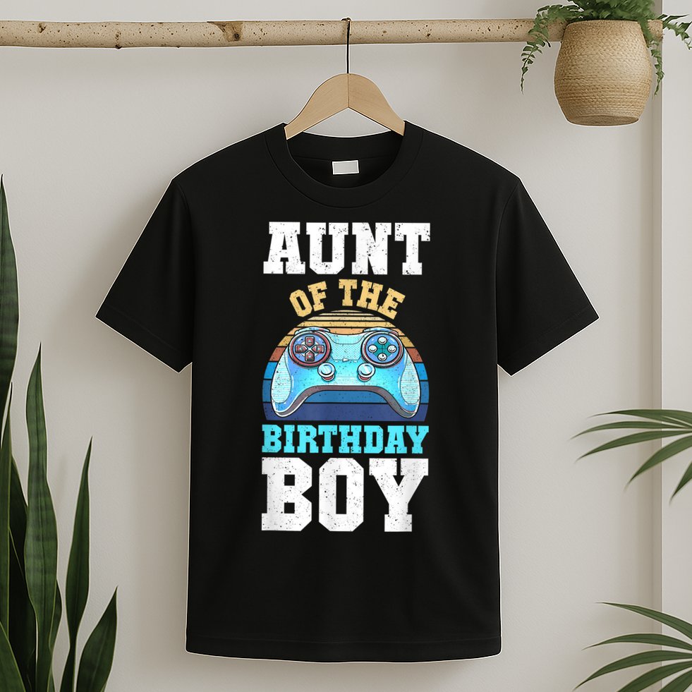 Aunt Of The Birthday Boy Matching Video Gamer Birthday Party T-Shirt