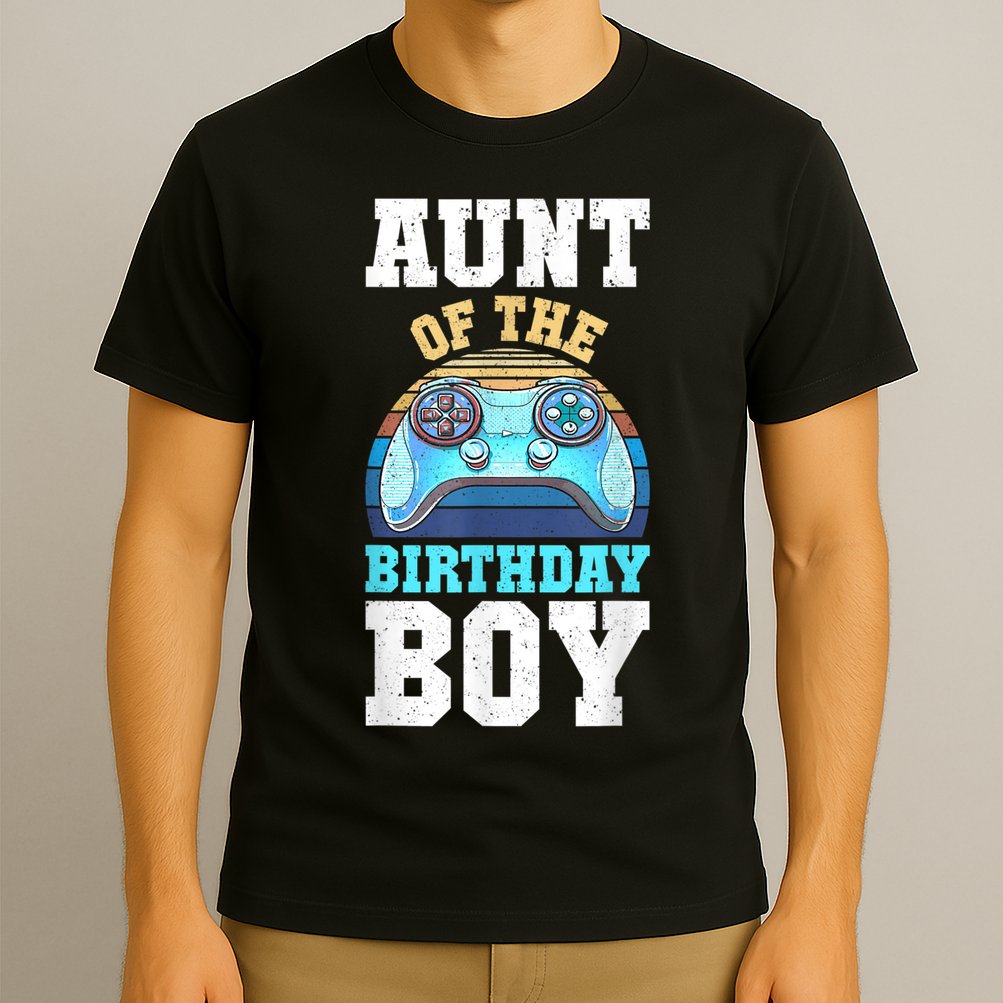 Aunt Of The Birthday Boy Matching Video Gamer Birthday Party T-Shirt