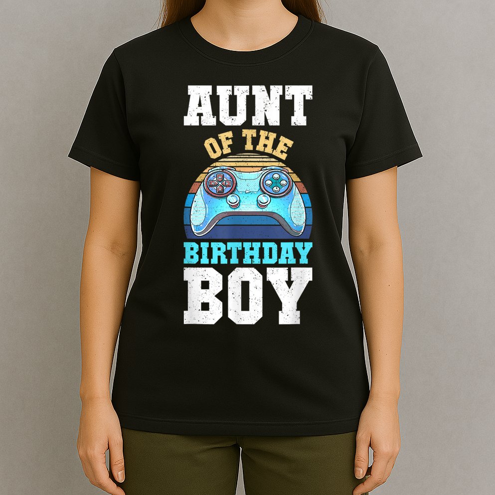 Aunt Of The Birthday Boy Matching Video Gamer Birthday Party T-Shirt