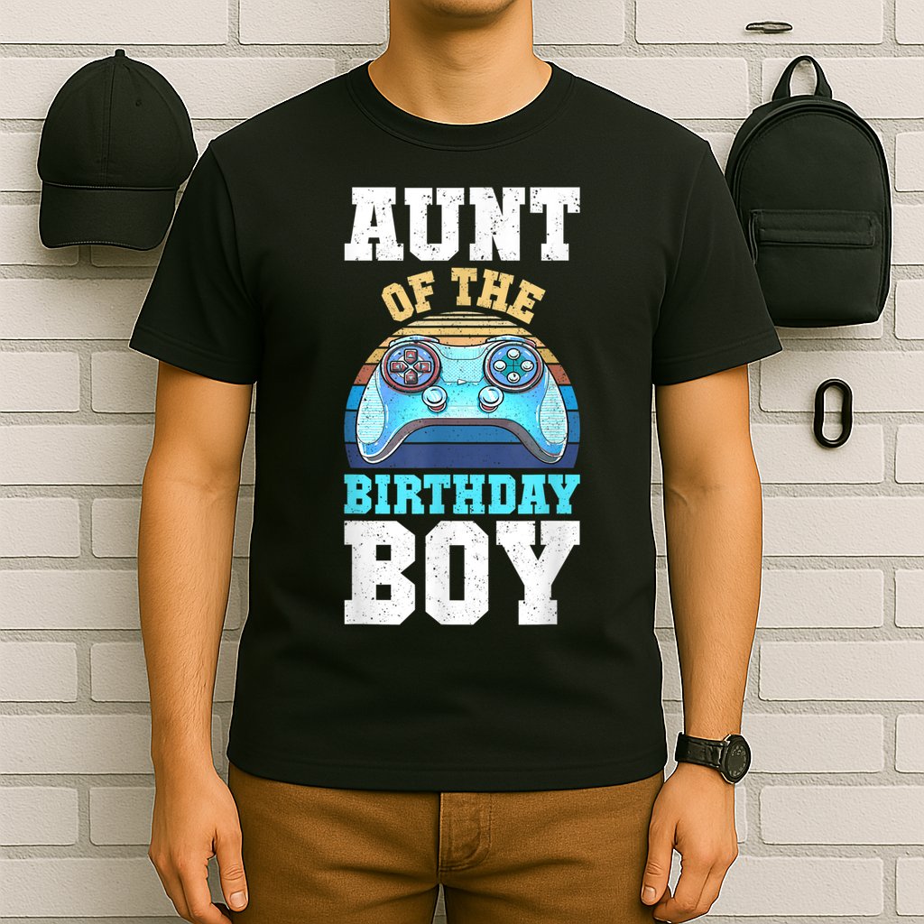 Aunt Of The Birthday Boy Matching Video Gamer Birthday Party T-Shirt