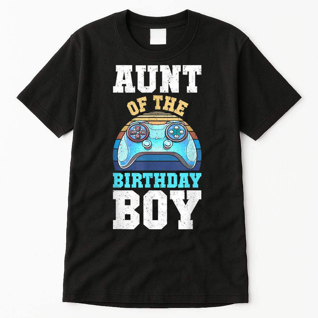 Aunt Of The Birthday Boy Matching Video Gamer Birthday Party Tall T-Shirt