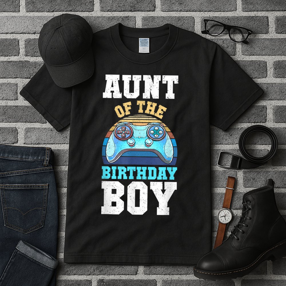 Aunt Of The Birthday Boy Matching Video Gamer Birthday Party Tall T-Shirt